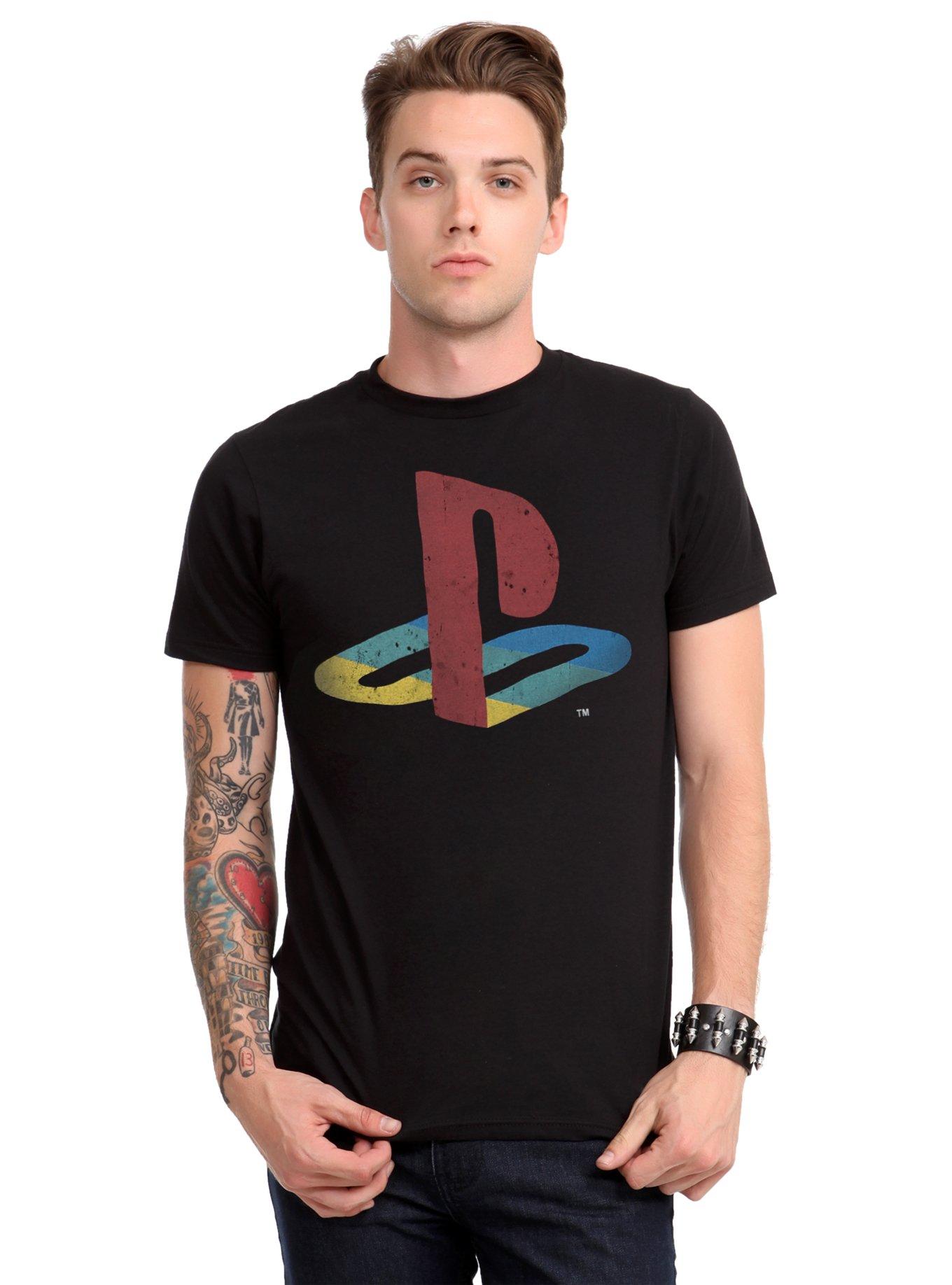 PlayStation Distressed Logo T-Shirt, BLACK, hi-res