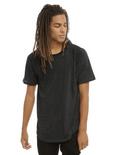 Brooklyn Cloth Streaky Slub Curved Hem T-Shirt, BLACK, hi-res