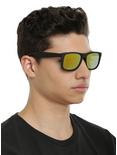 Black Smooth Touch Red Mirror Lens Retro Sunglasses, , hi-res