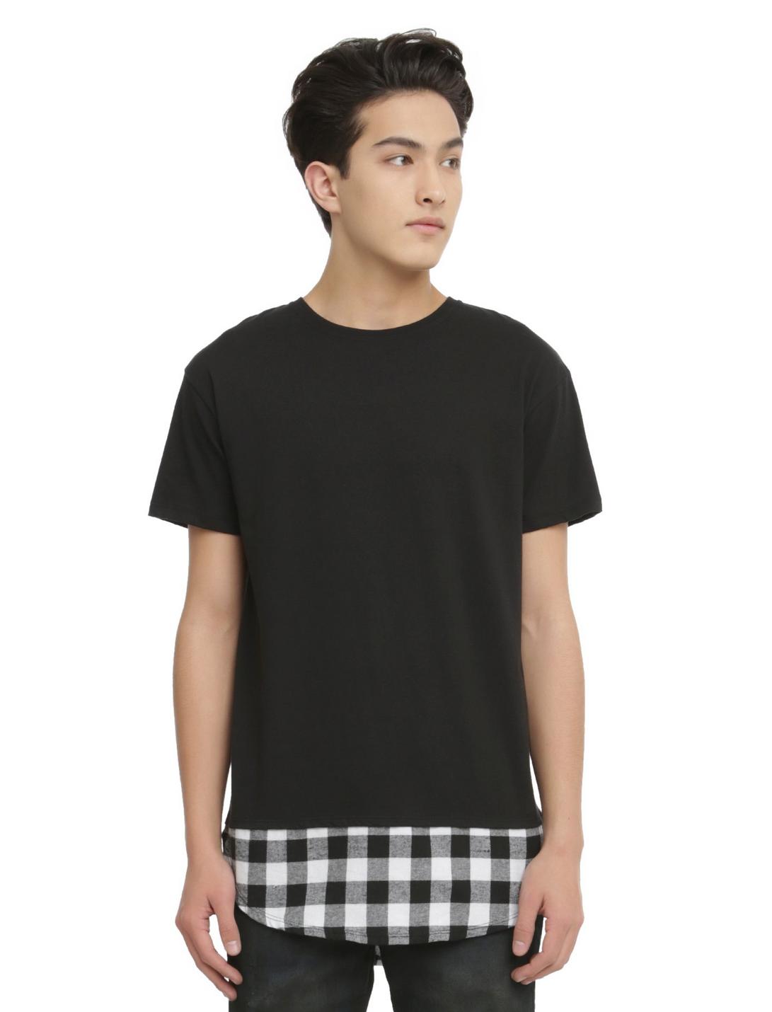 KDNK Black & White Fade Curve Long T-Shirt, BLACK, hi-res