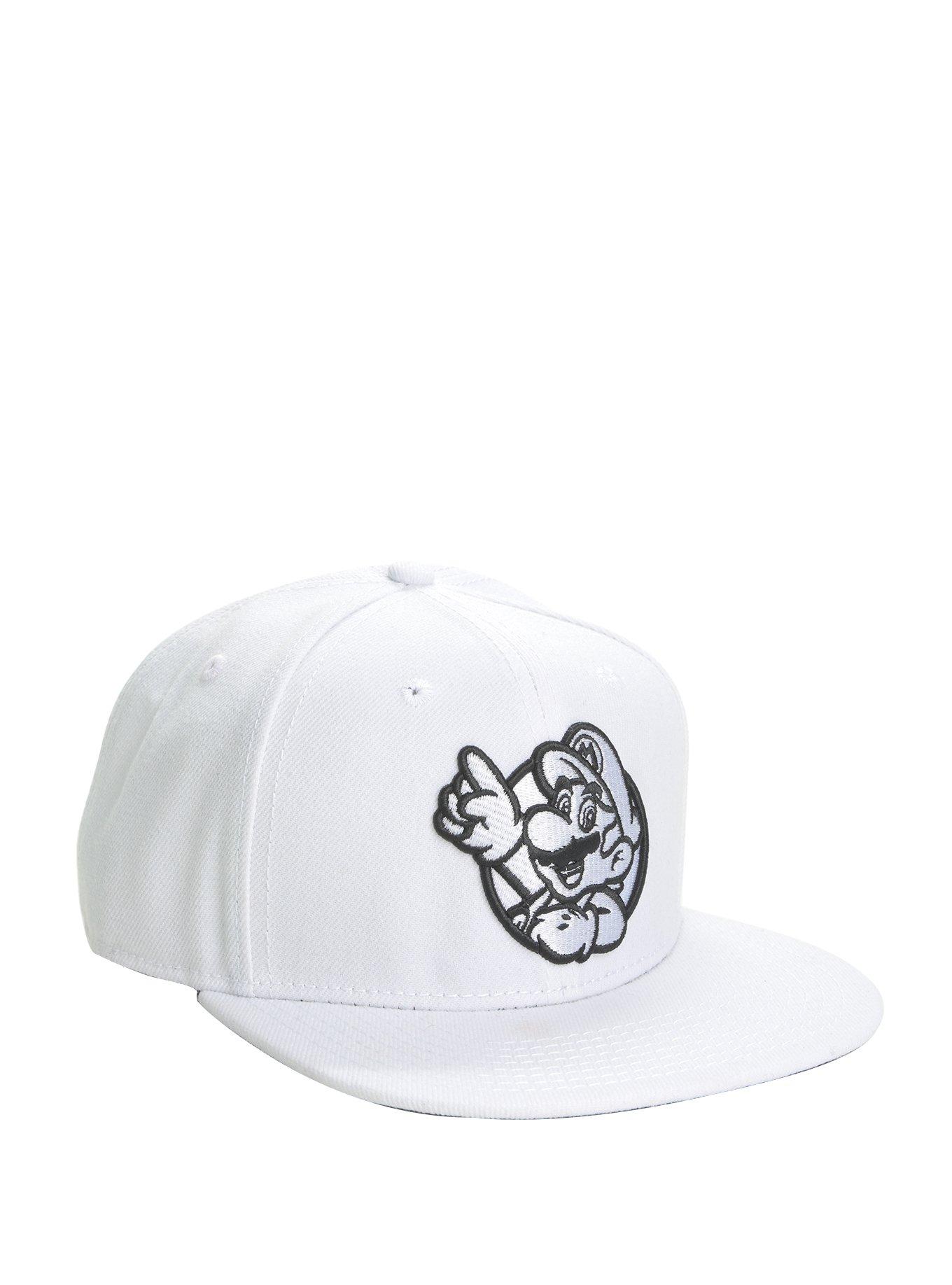 Super Mario Black & White Circle Snapback Hat, , hi-res