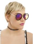 Round Matte Black Flash Lens Sunglasses, , hi-res