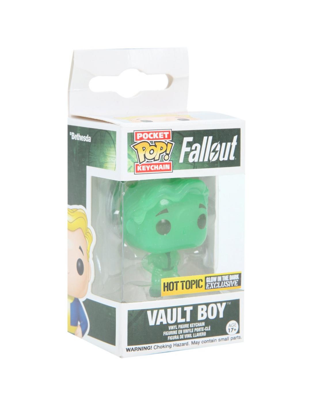 Funko Fallout Pocket Pop! Vault Boy Green Glow-In-The-Dark Key Chain Hot Topic Exclusive, , hi-res