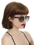 Black Silver Top Flat Bridge Round Sunglasses, , hi-res