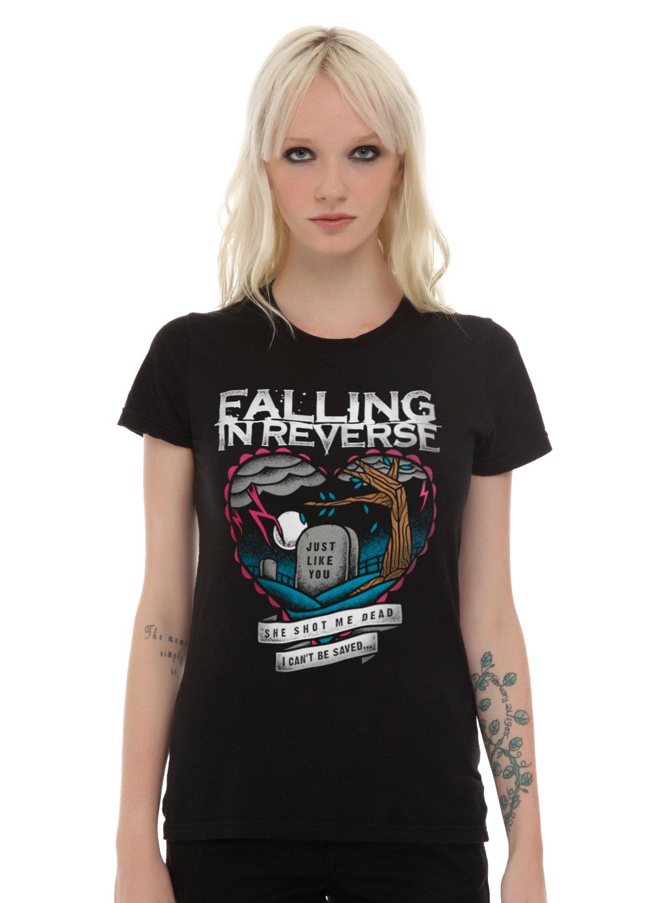 Falling In Reverse Tombstone Heart Girls T-Shirt, BLACK, hi-res