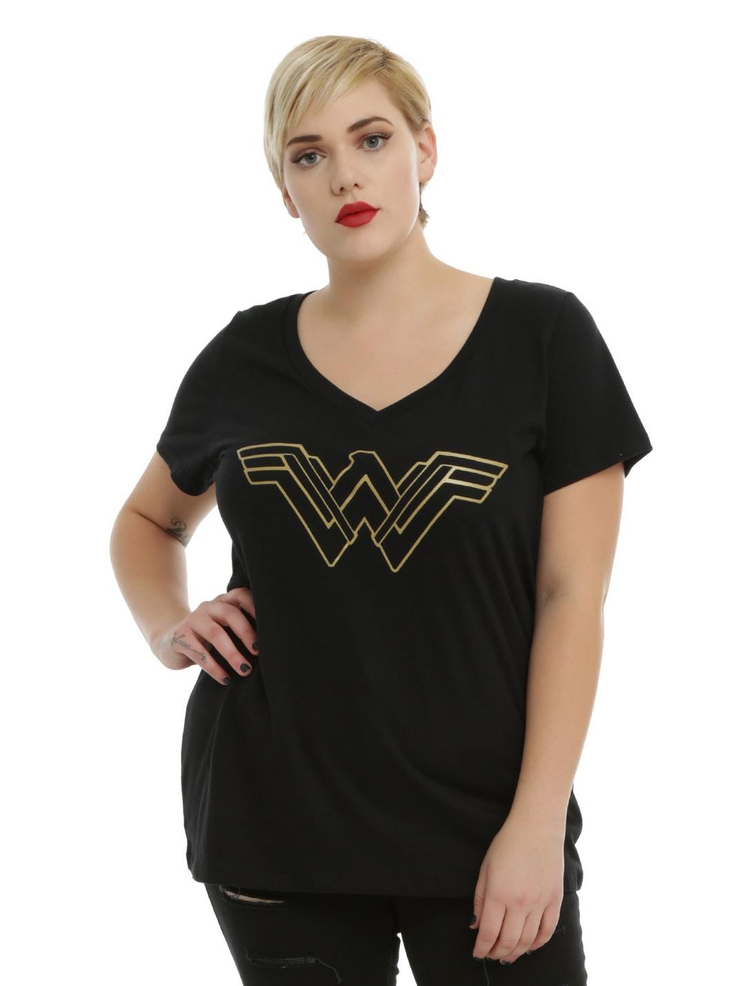 DC Comics Batman V Superman: Dawn Of Justice Wonder Woman Logo Girls T-Shirt Plus Size, BLACK, hi-res