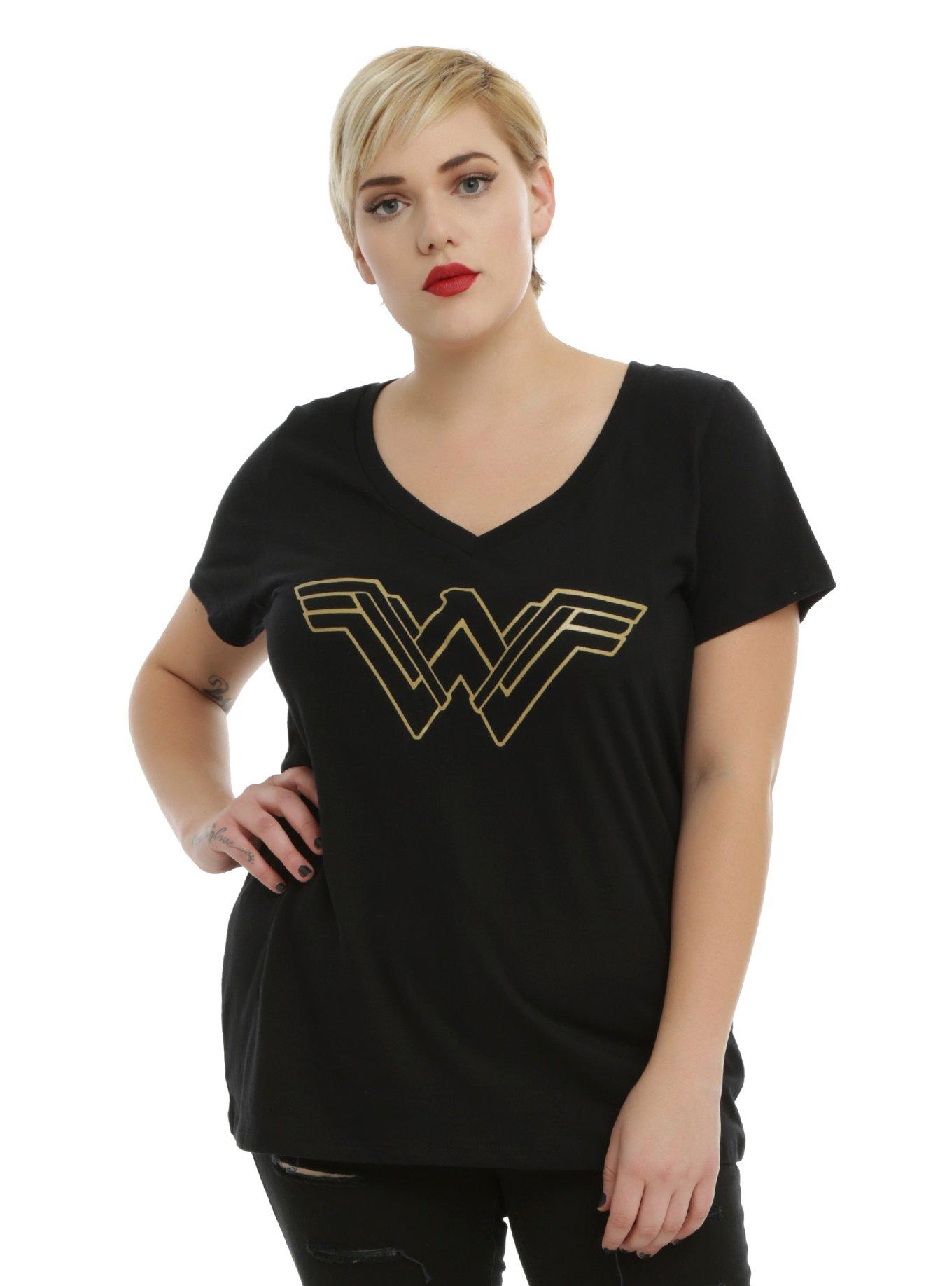 DC Comics Batman V Superman: Dawn Of Justice Wonder Woman Logo Girls T-Shirt Plus Size, BLACK, hi-res