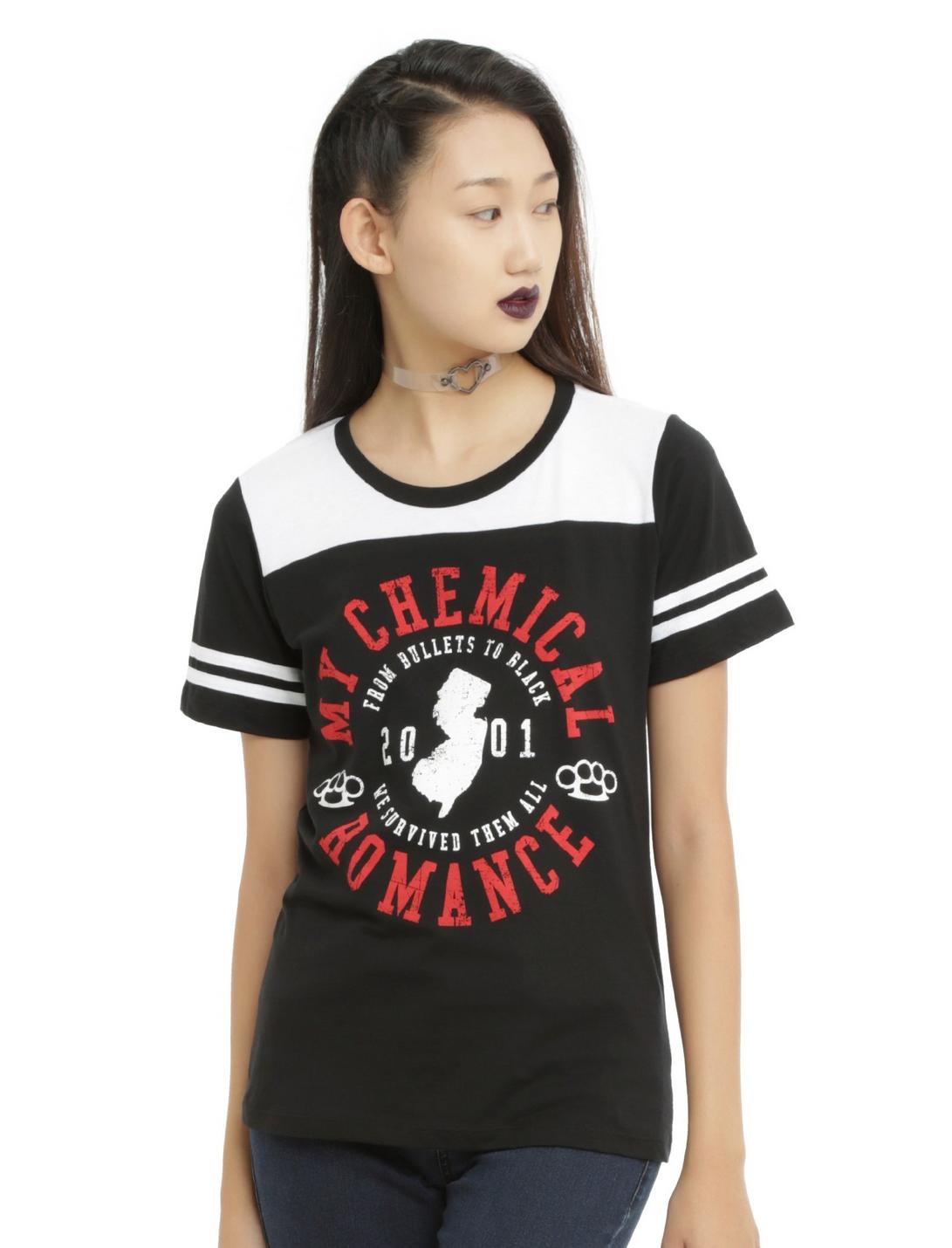 My Chemical Romance Girls Football T-Shirt, BLACK, hi-res