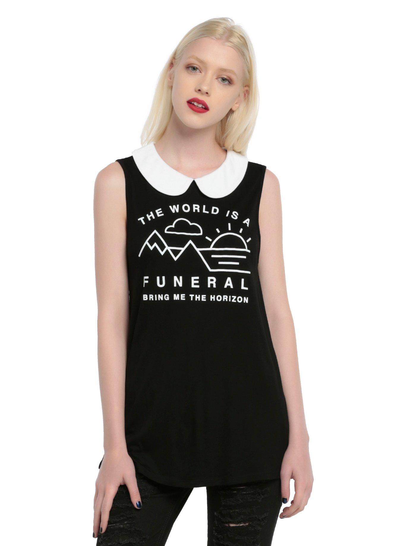 Bring Me The Horizon Funeral Collared Girls Tank Top, BLACK, hi-res