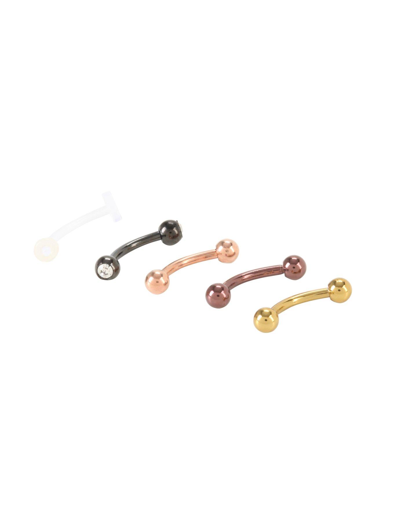 16G Steel Gold & Black Vertical Labret 5 Pack, , hi-res