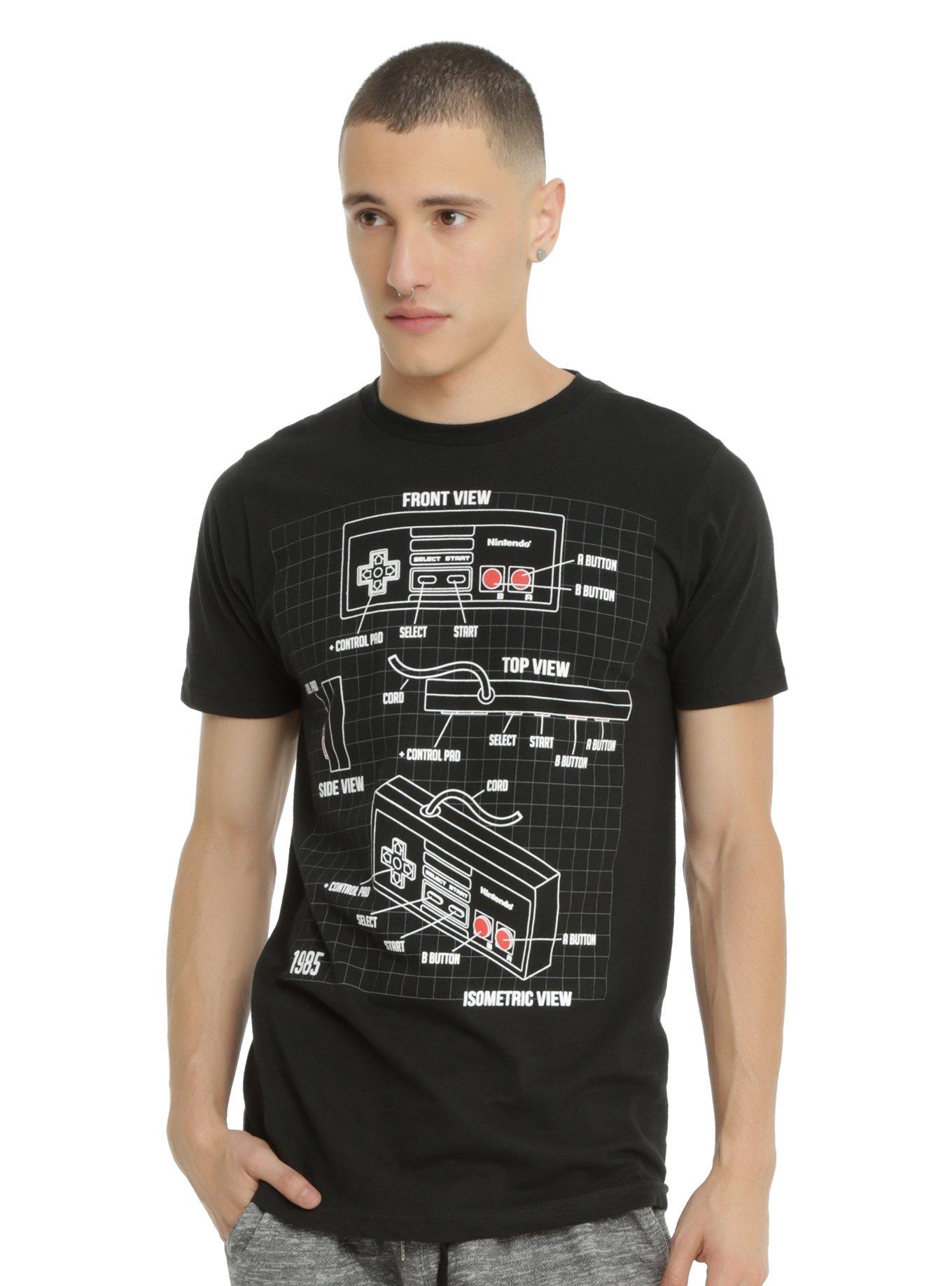 Nintendo NES Classic Controller Schematic T-Shirt, BLACK, hi-res