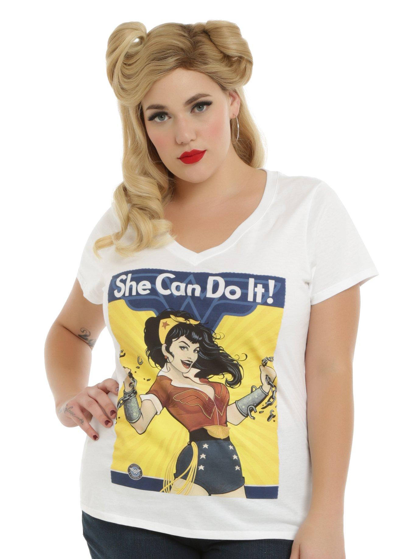 DC Comics Wonder Woman She Can Do It Girls T-Shirt Plus Size, WHITE, hi-res