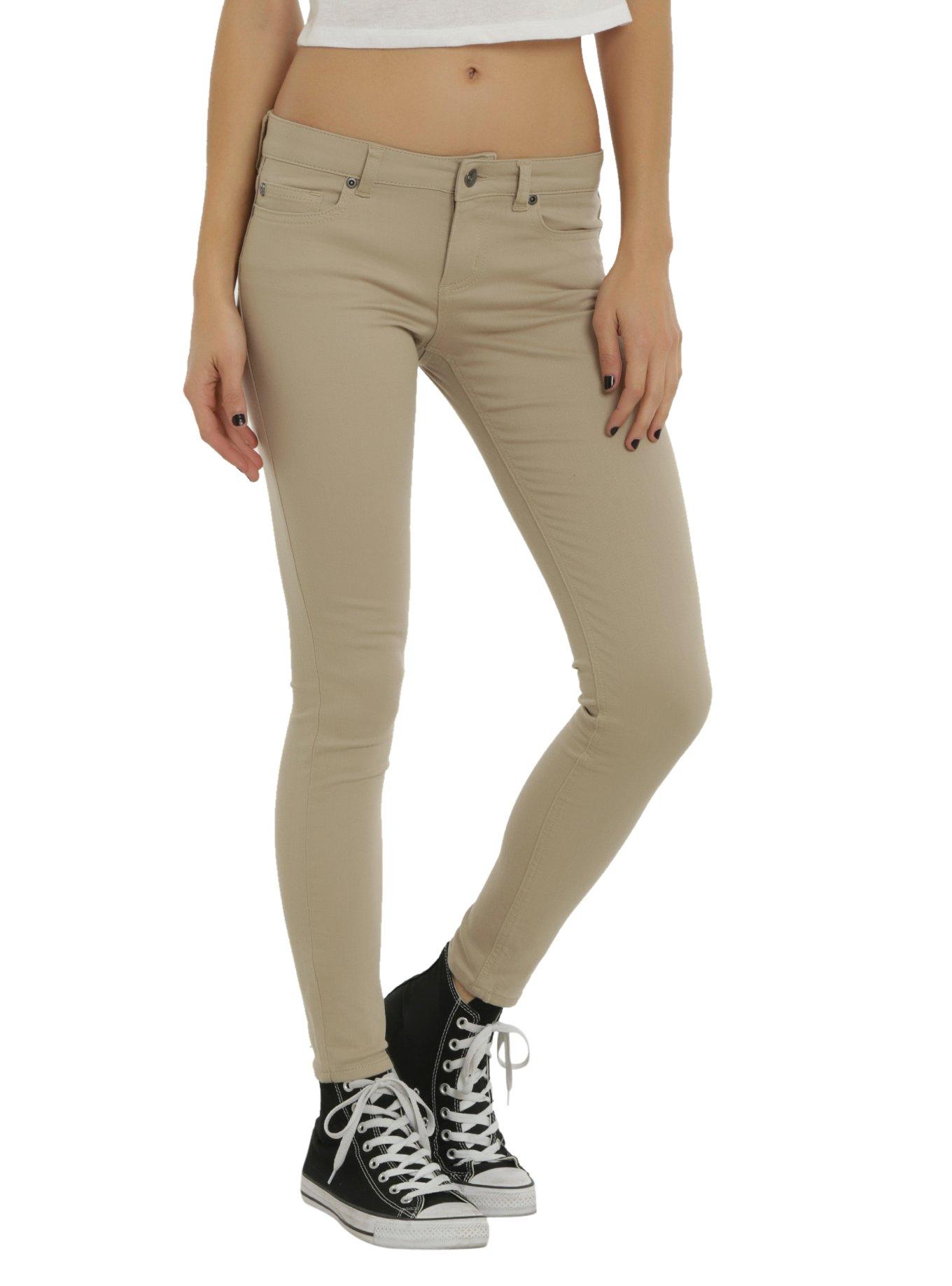 Ladies khaki hot sale skinny jeans