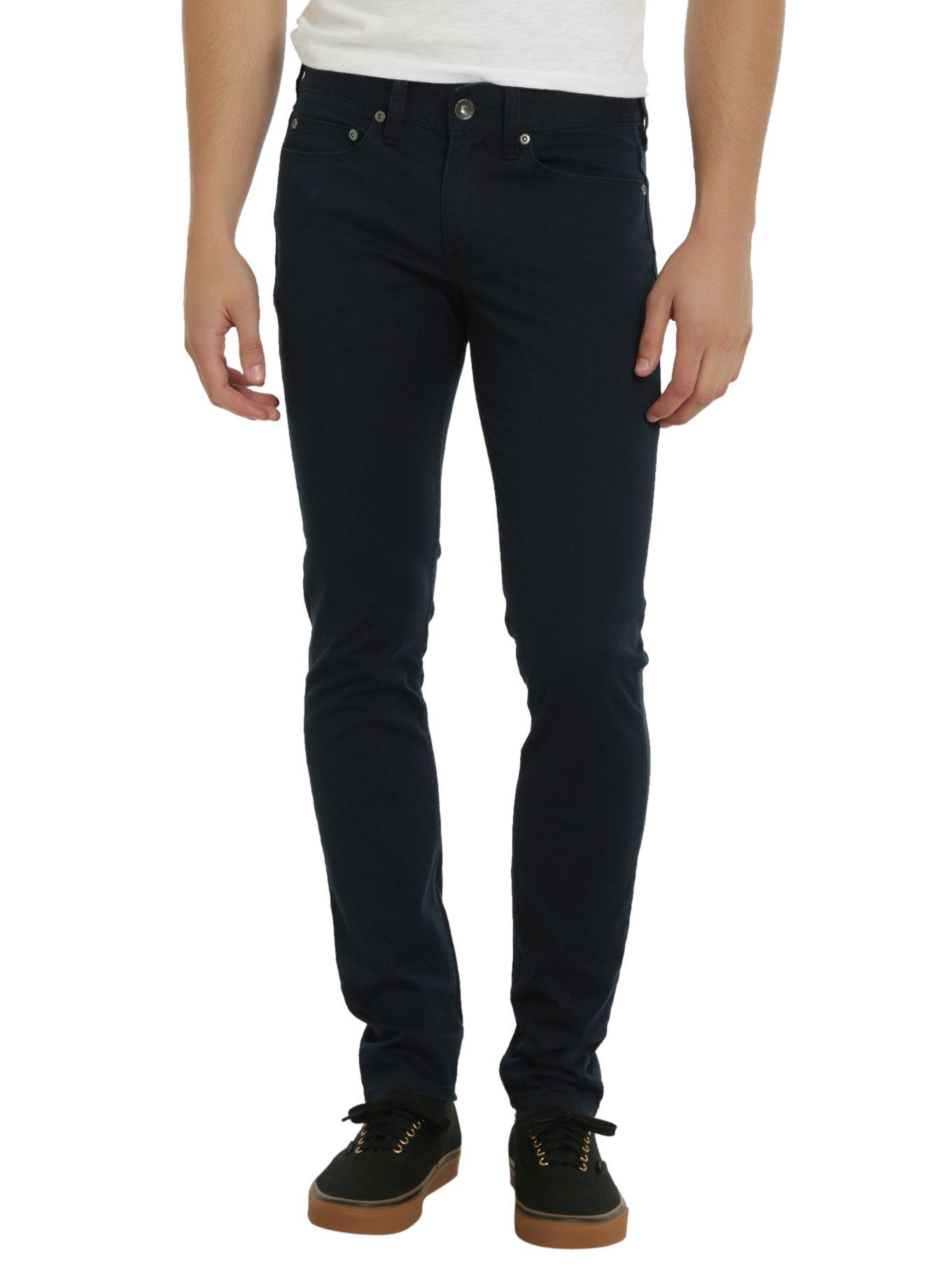 XXX RUDE 32 Inch Inseam Navy Skinny Chinos, NAVY, hi-res