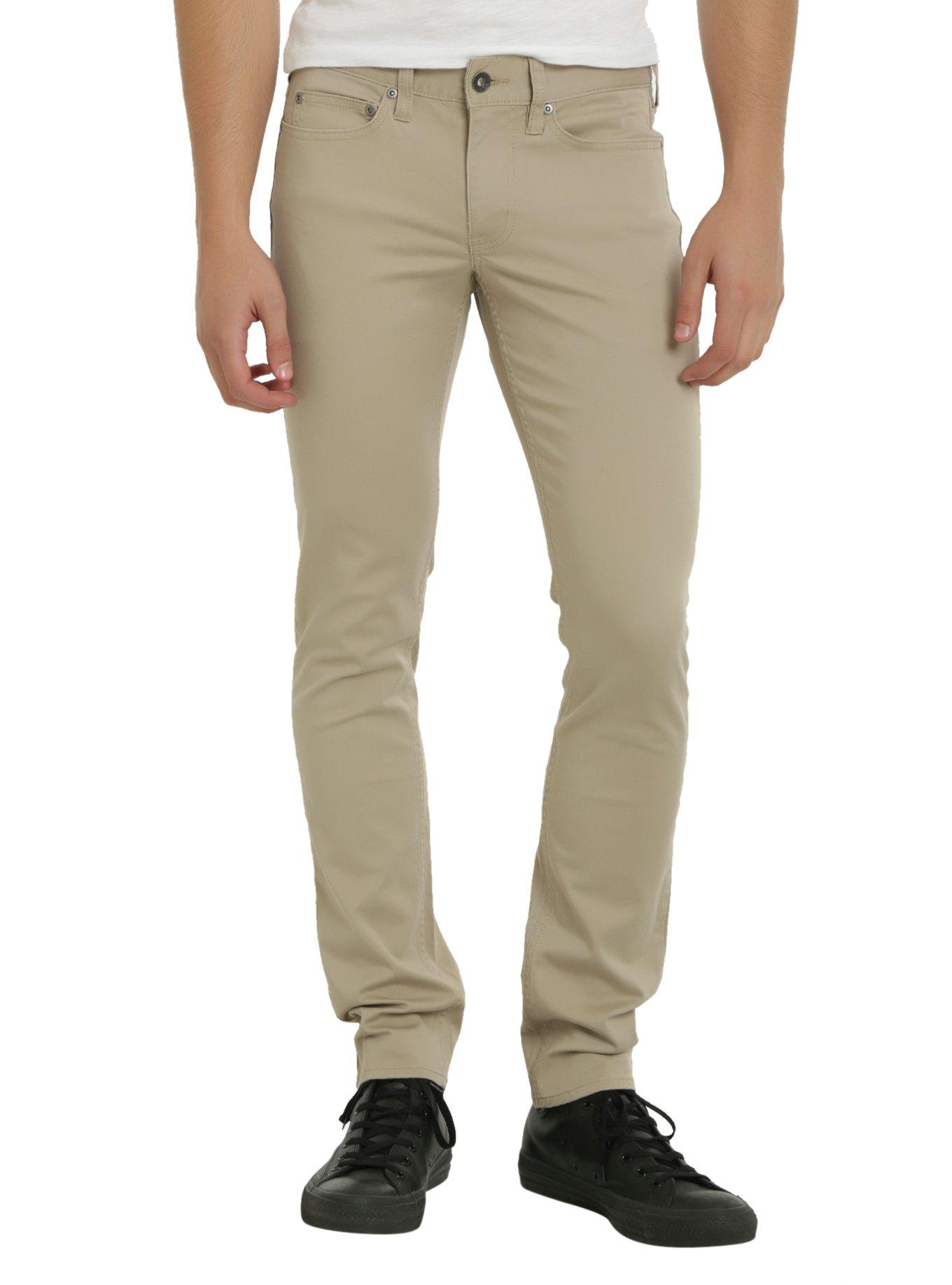 XXX RUDE 30 Inch Inseam Khaki Skinny Chinos, KHAKI, hi-res