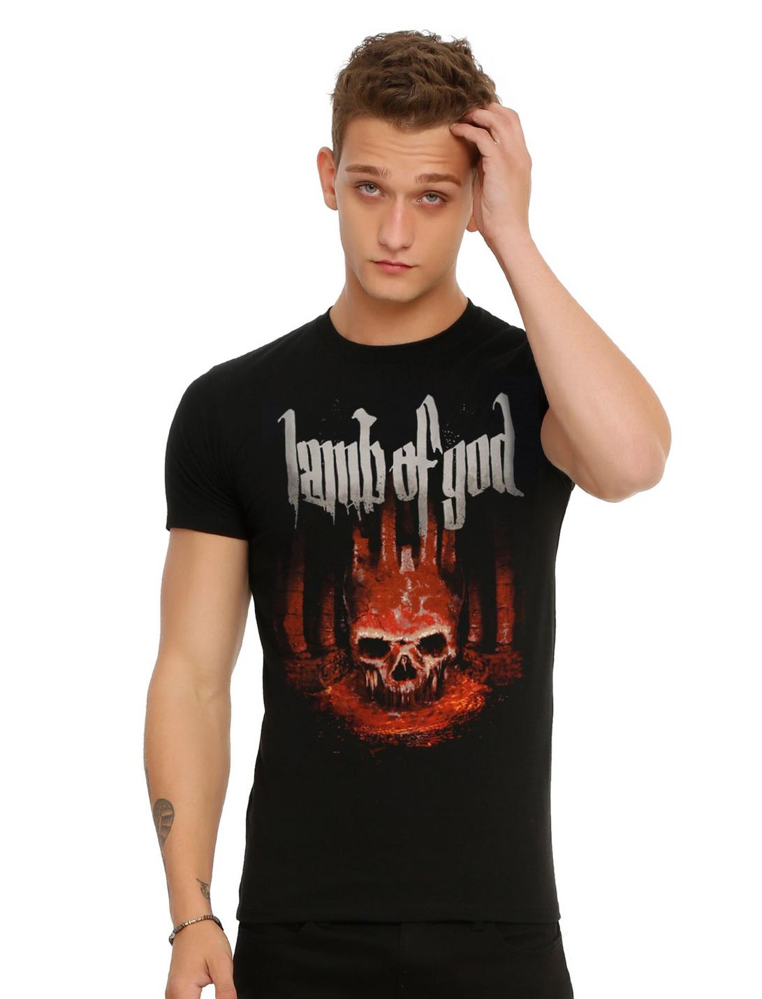 Lamb Of God Blood Skull T-Shirt, BLACK, hi-res