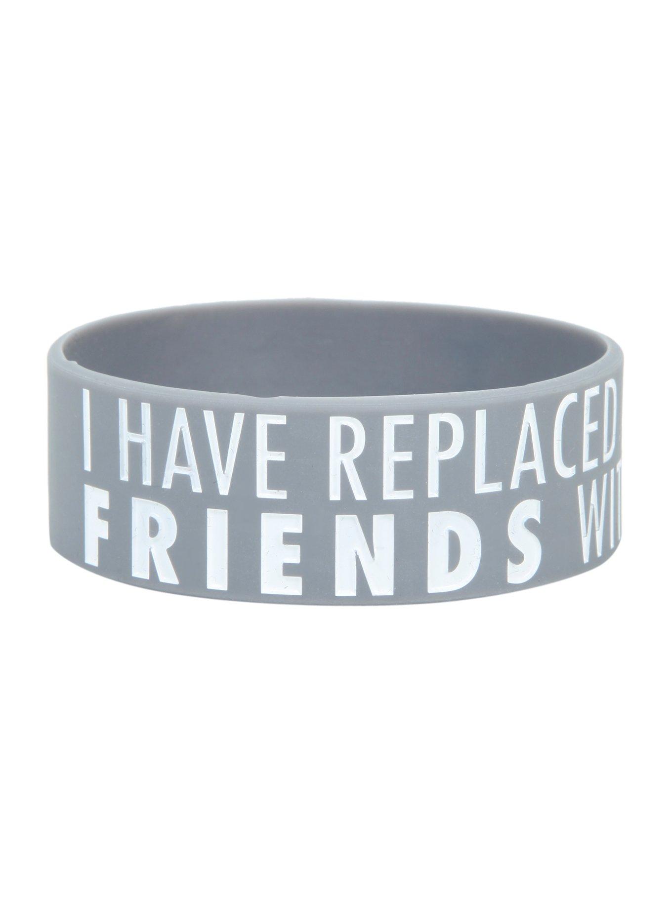 Replaced Friends With Cats Rubber Bracelet, , hi-res
