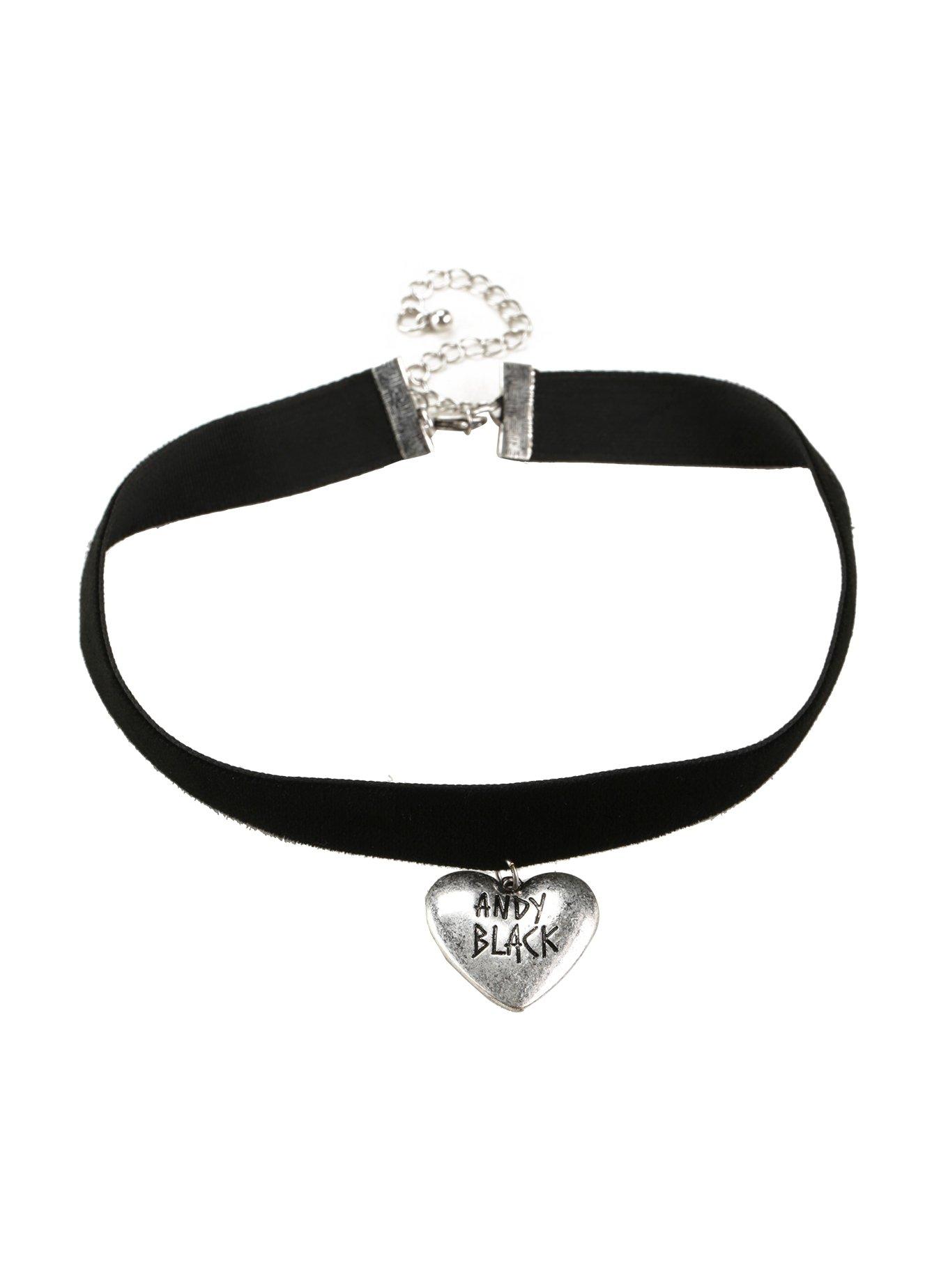 Andy Black Heart Velvet Choker, , hi-res