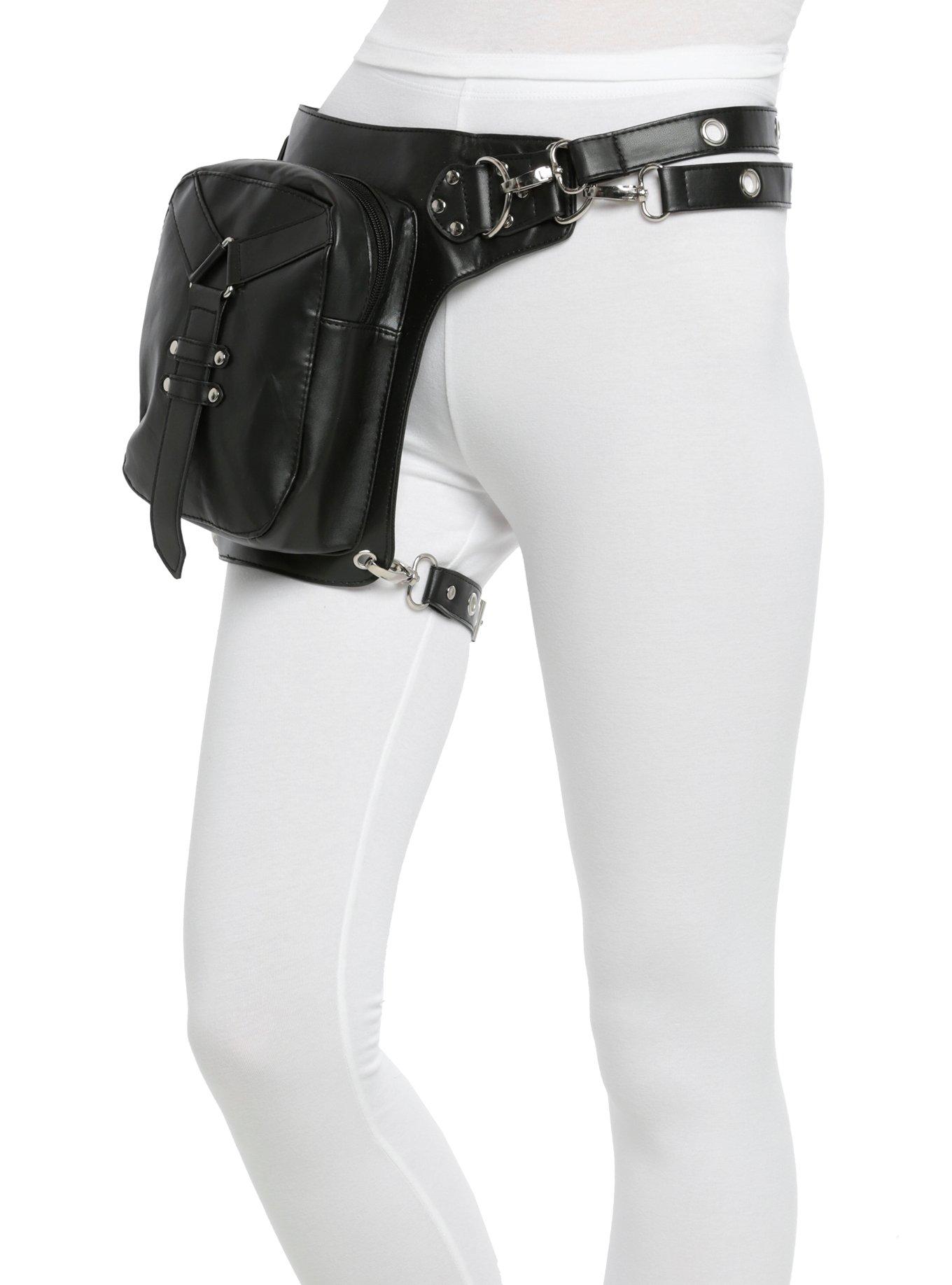 Black Faux Leather Thigh Holster Bag Hot Topic