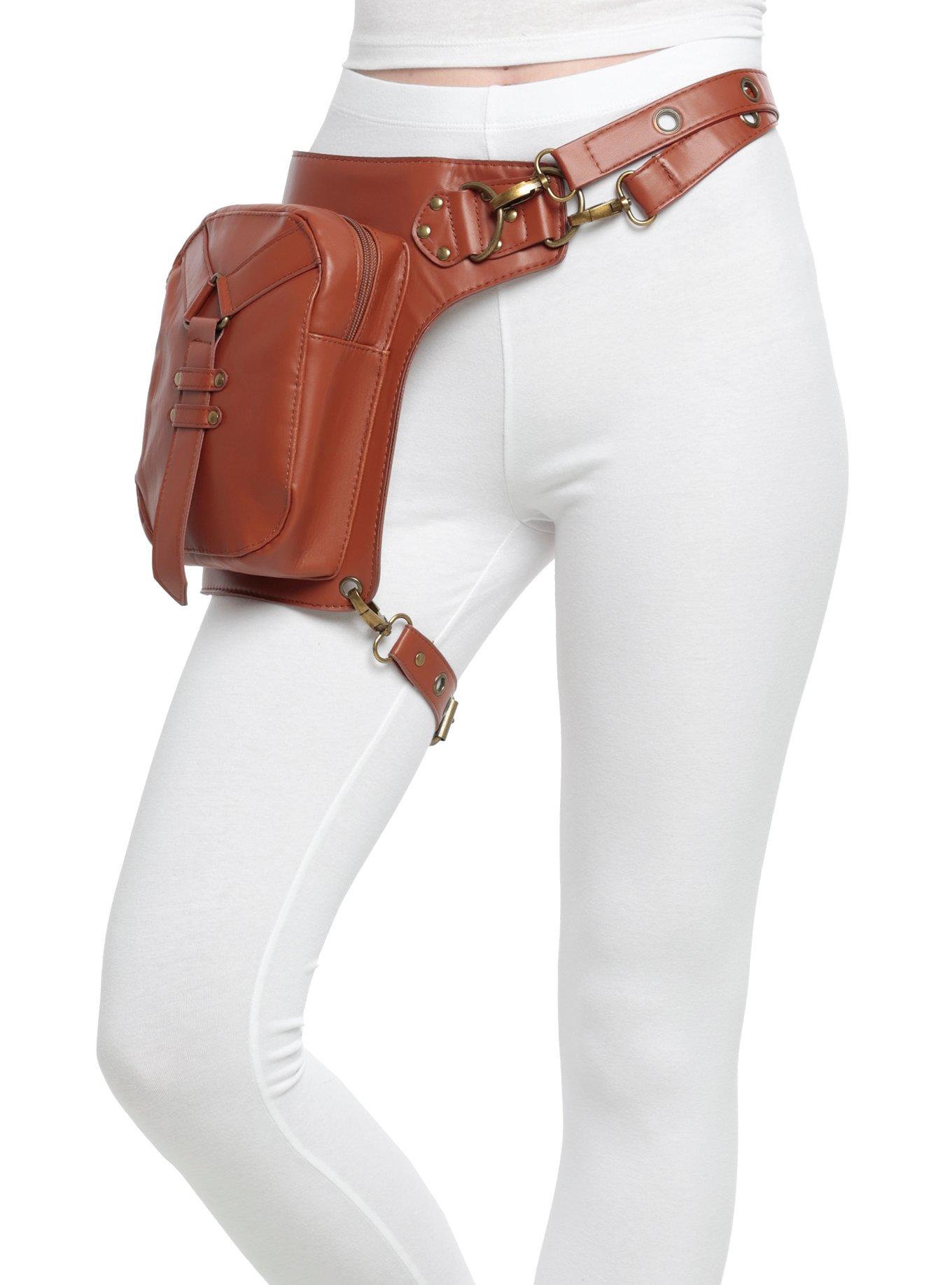 Brown Faux Leather Thigh Holster Bag | Hot Topic
