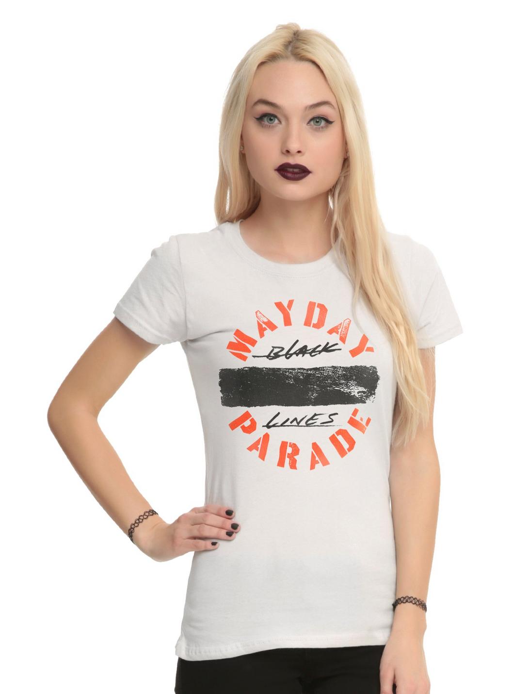 Mayday Parade Black Lines Logo Girls T-Shirt, , hi-res