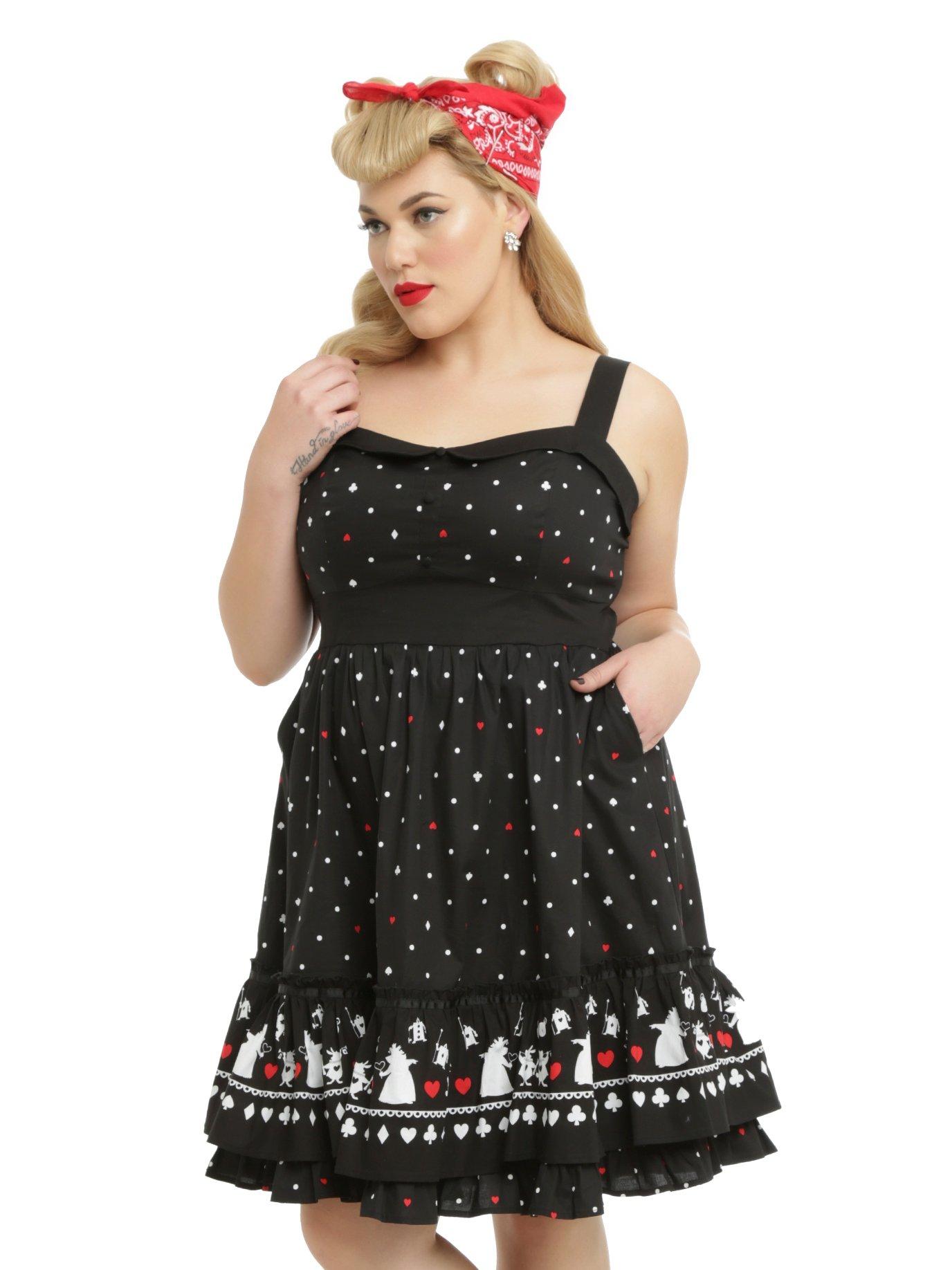 Disney Alice In Wonderland Red Queen Retro Dress Plus Size Hot Topic