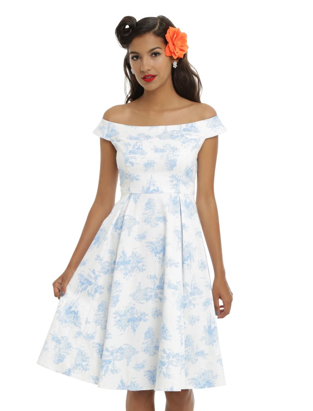 Disney Princesses Toile Print Empire Waist Dress, WHITE, hi-res