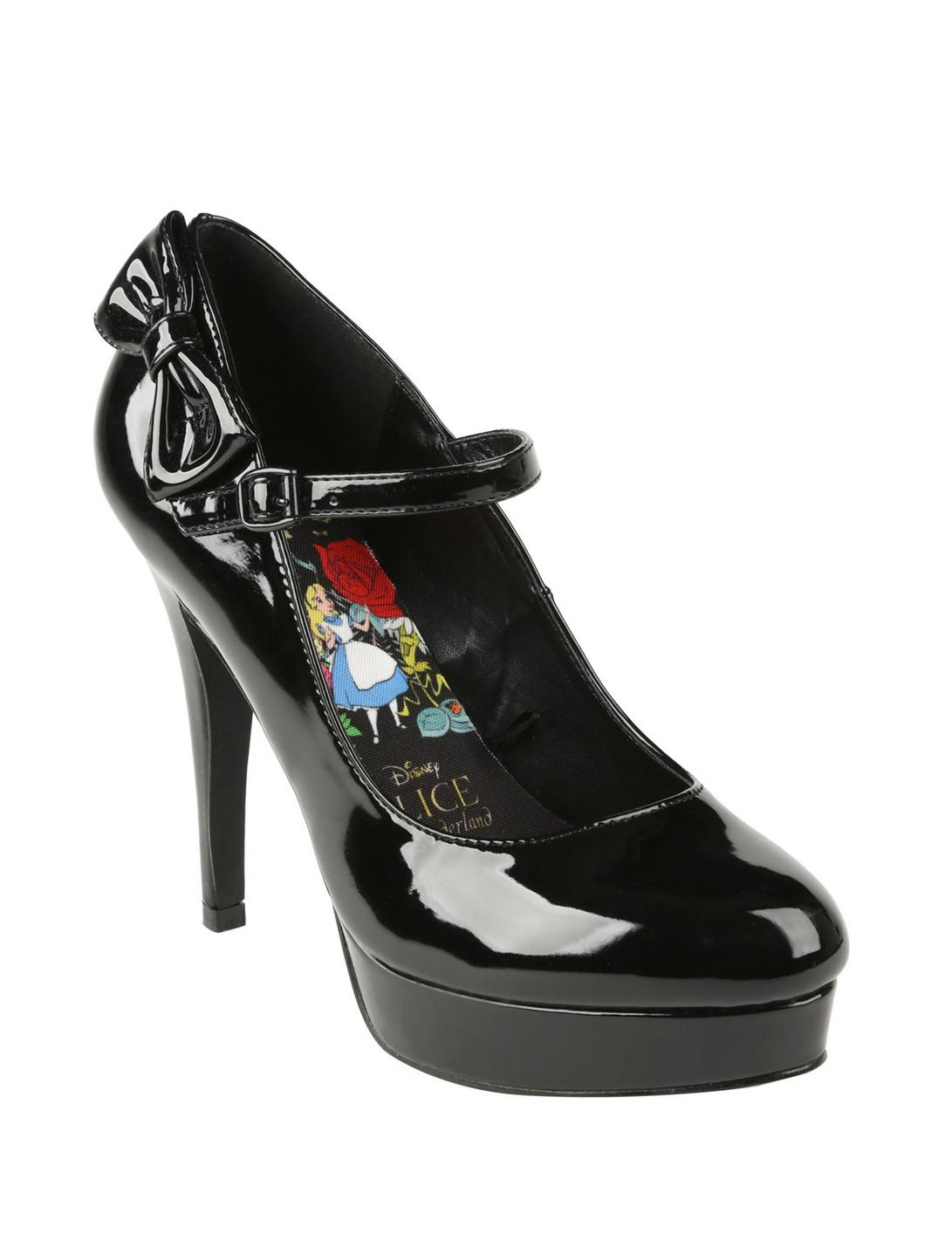 Disney Alice In Wonderland Black Mary Jane Heels, BLACK, hi-res