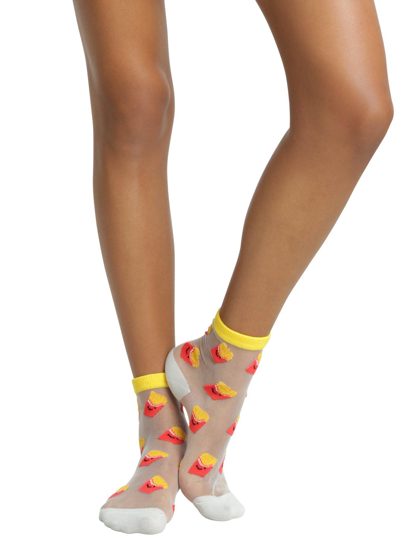 Loungefly Burger & Fries Sheer Ankle Sock 2 Pack, , hi-res