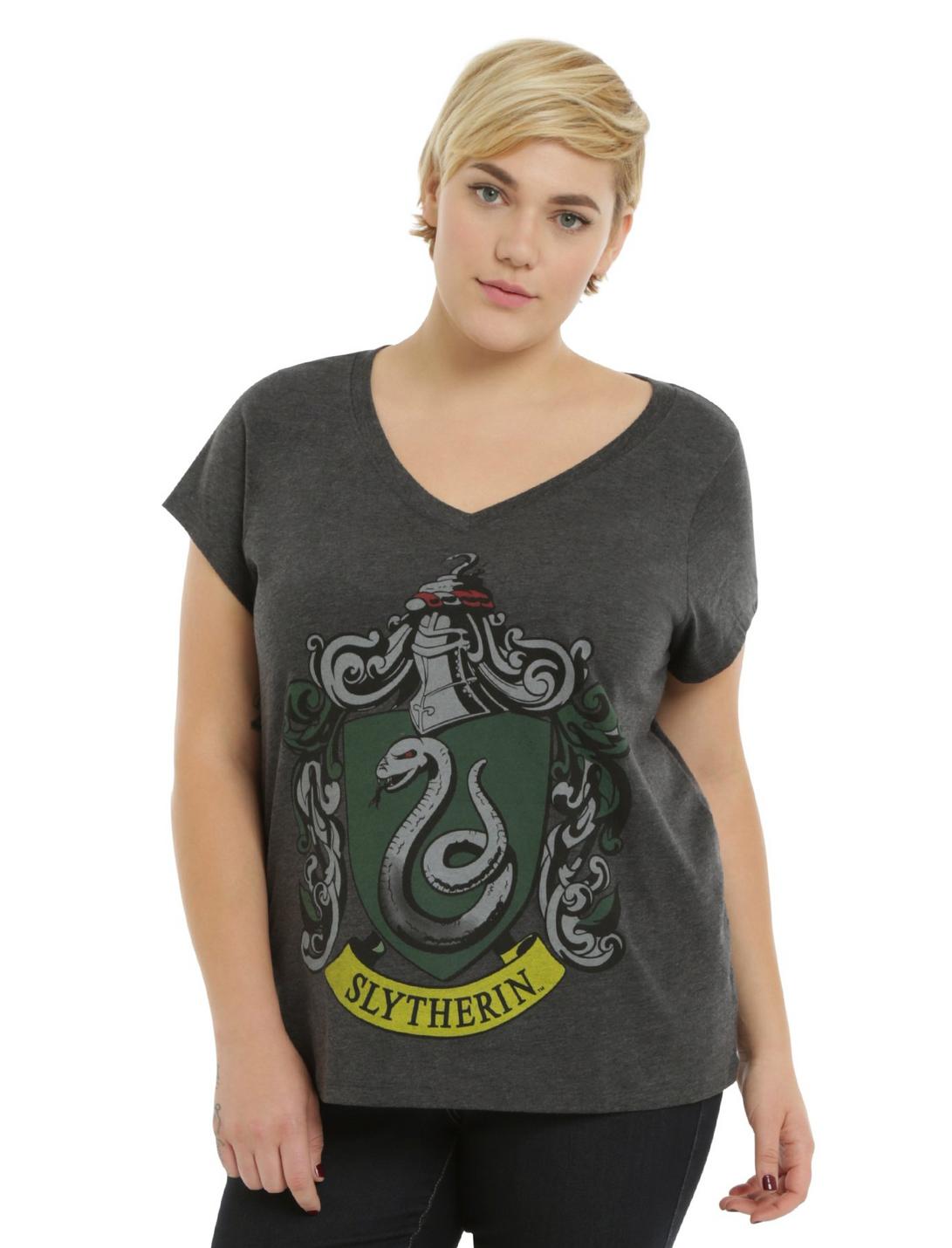 Harry Potter Slytherin Crest Girls T-Shirt Plus Size, GREY, hi-res