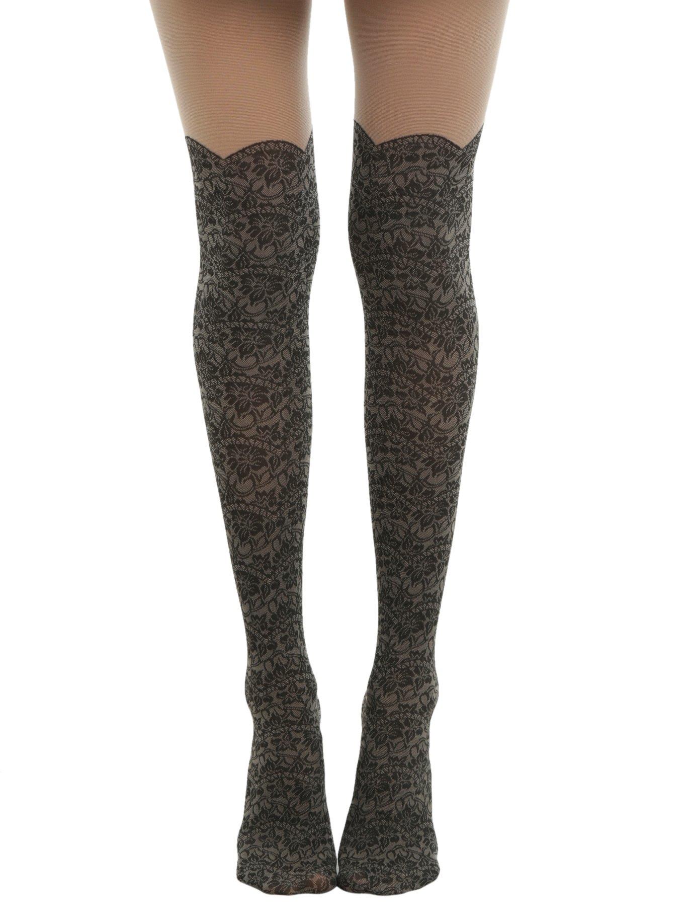 Blackheart Lace Faux Thigh High Tights Hot Topic