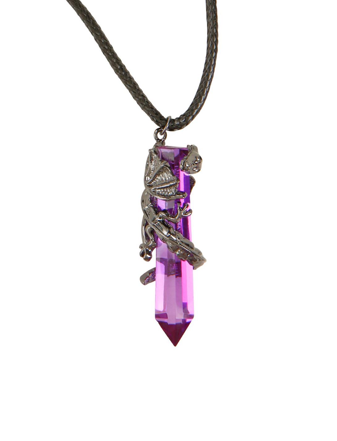 Blackheart Black Dragon Purple Crystal Cord Necklace, , hi-res
