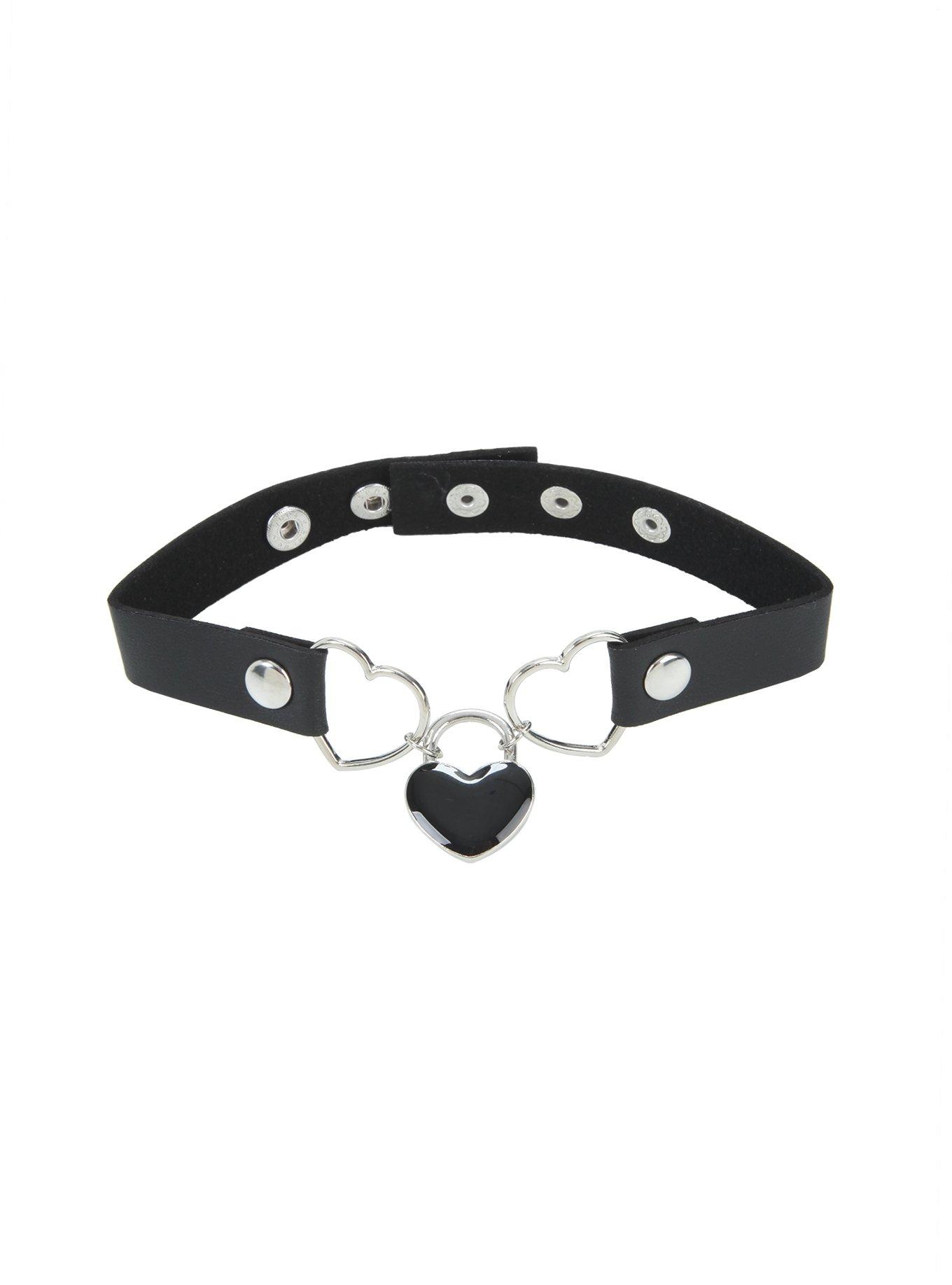 Blackheart Heart Lock & Ring Black Faux Leather Choker Hot Topic