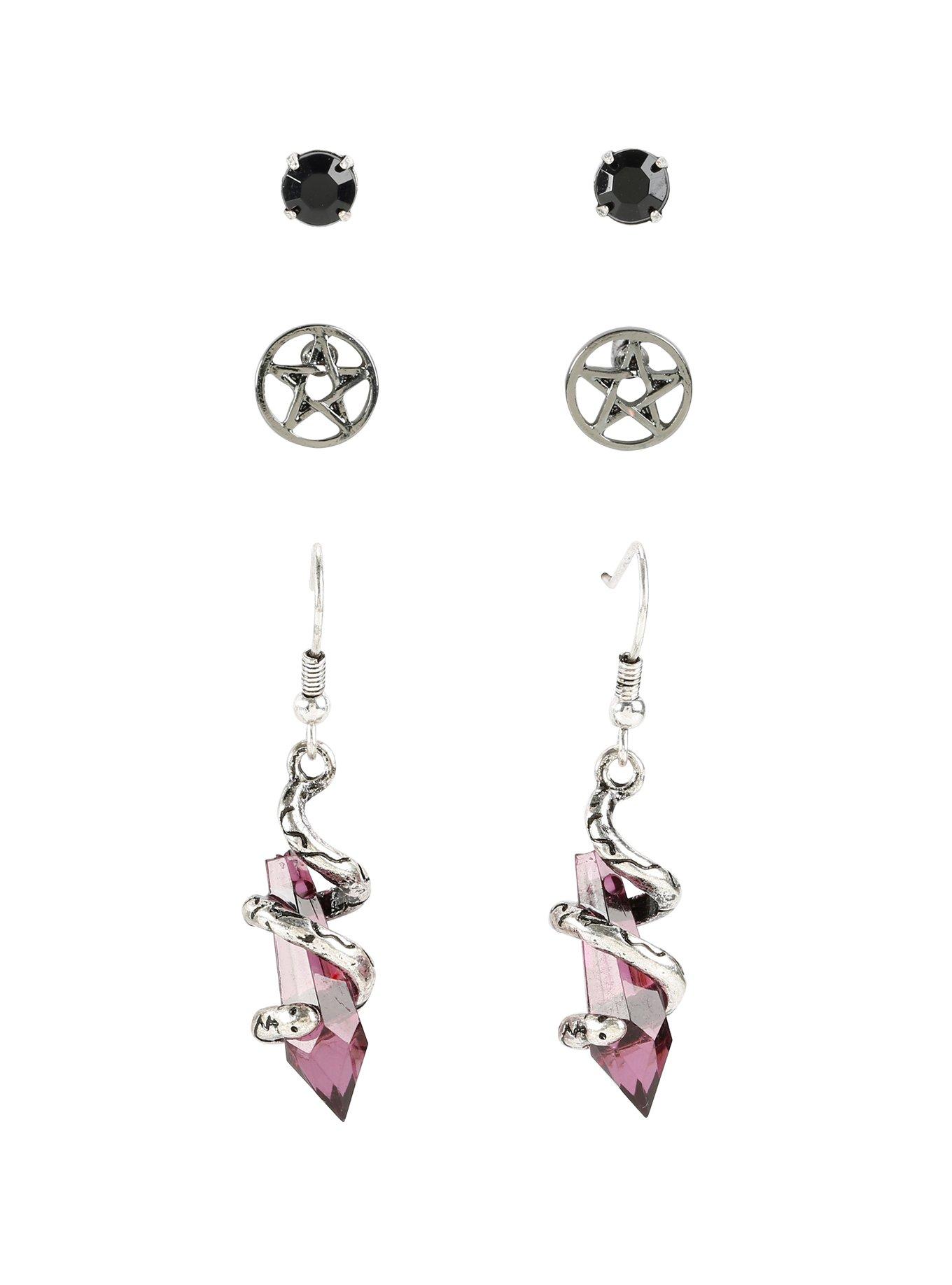 Blackheart Pentagram Snake Earring Set Hot Topic