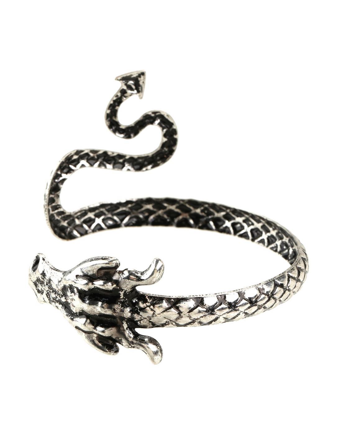 Burnished Silver Dragon Cuff Bracelet, , hi-res
