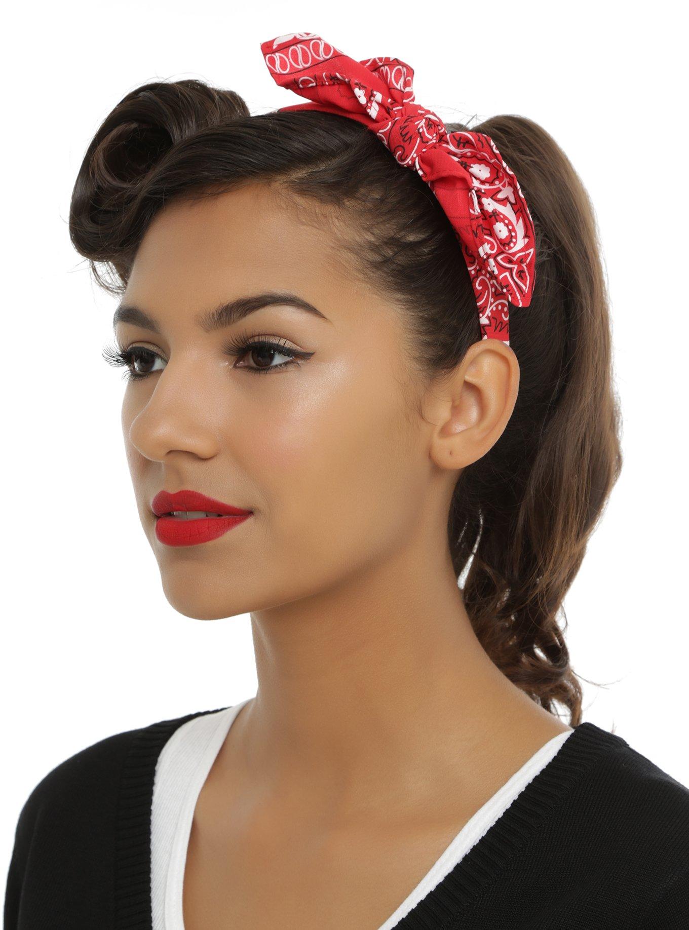 Blackheart Red Bandana Hard Headband, , hi-res