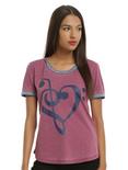 Navy Heart Clef Maroon Girls Burnout Ringer T-Shirt, , hi-res
