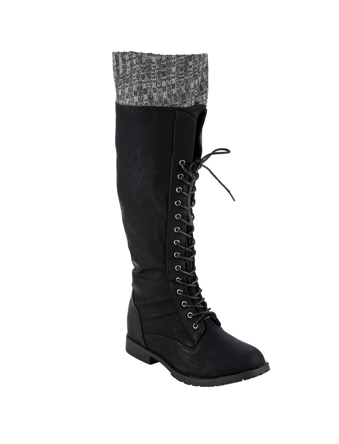 Black Lined Boots, BLACK, hi-res
