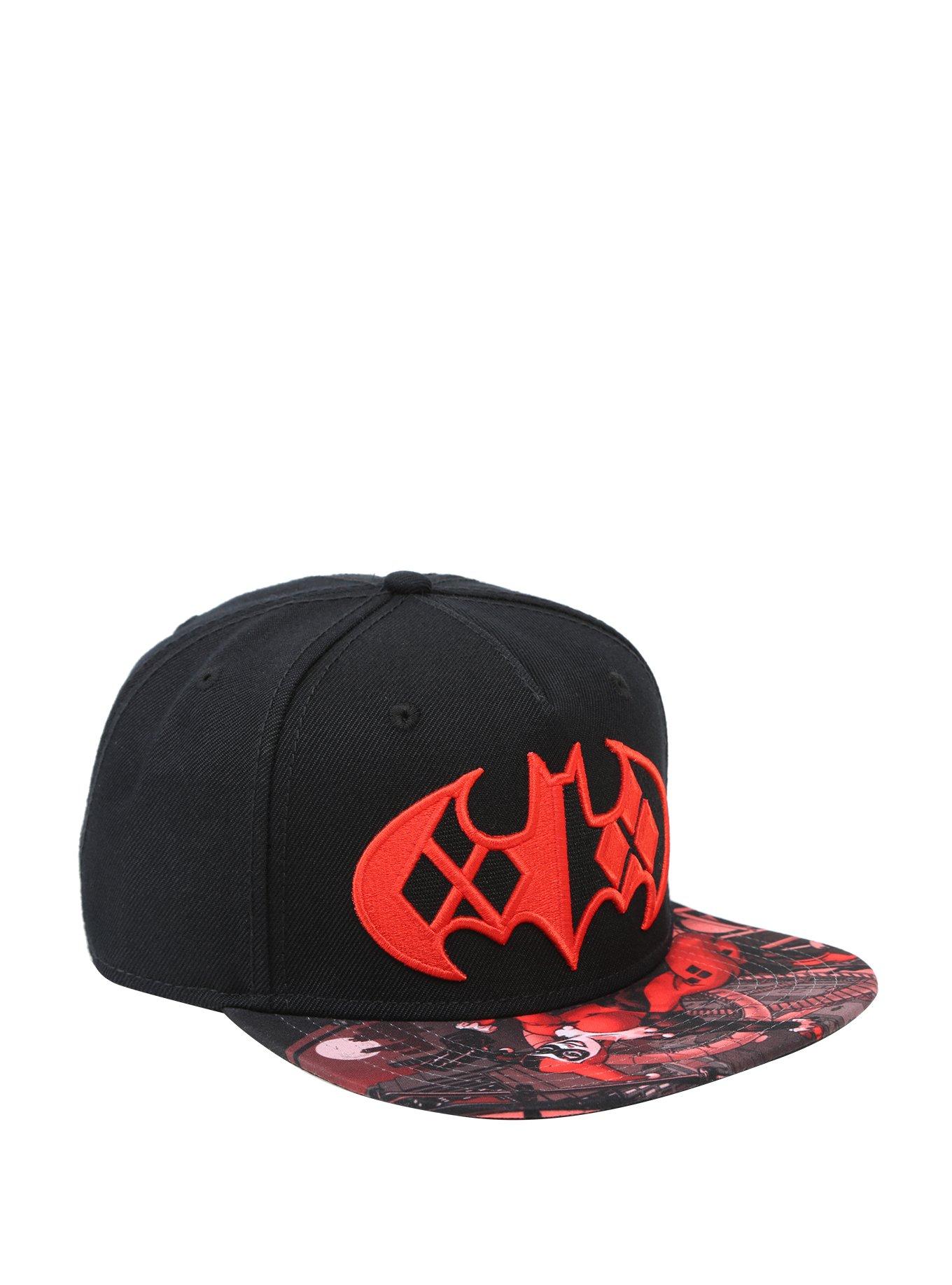 DC Comics Batman Harley Quinn Logo Sublimation Print Bill Snapback Hat, , hi-res