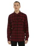 XXX RUDE Red Grunge Plaid Woven Button-Up, RED, hi-res