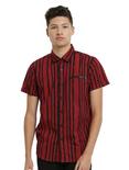 XXX RUDE Red & Black Stripe Short-Sleeved Woven Button-Up, MULTI, hi-res
