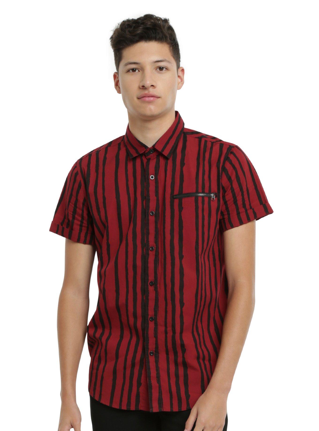 open lace back dress Hisdern Men's Black Red Dress Shirt with Contrast Collar for Casual M main image 1