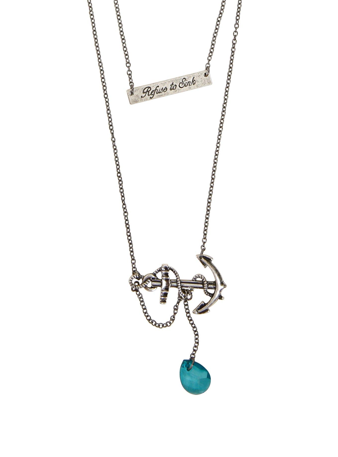 Blackheart Refuse To Sink Anchor Layer Necklace Hot Topic