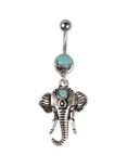 14G Steel Turquoise Elephant Navel Barbell, , hi-res