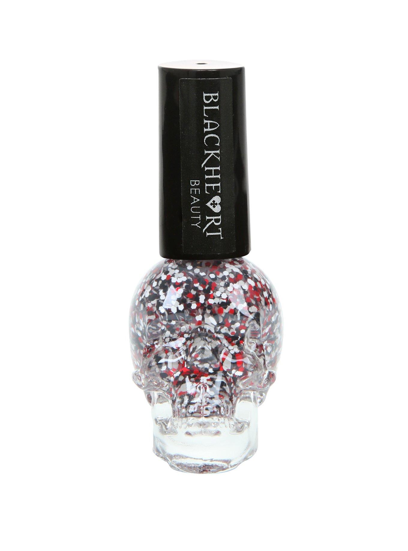 Blackheart Beauty Black Red & White Splatter Nail Polish, , hi-res