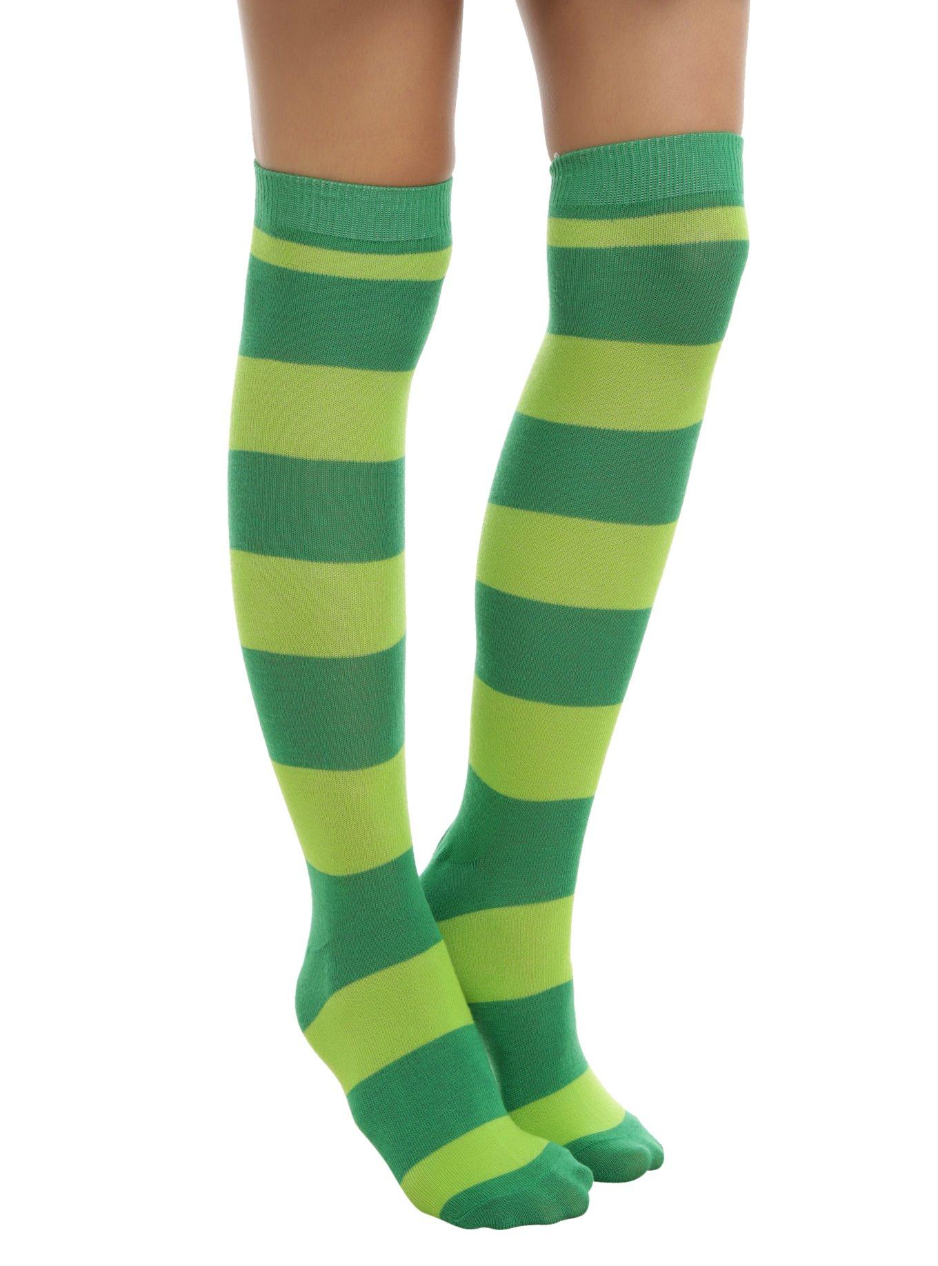 Green Stripe KneeHigh Socks Hot Topic