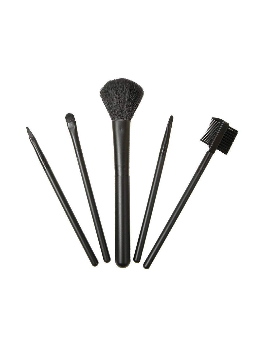 Matte Black Travel Makeup Brush Set, , hi-res