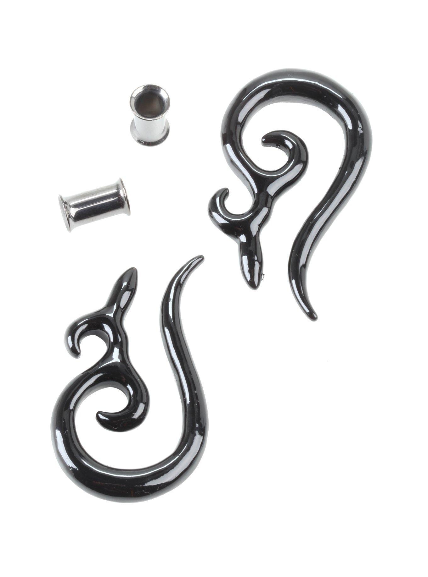 Steel Black Horn Spiral Pincher & Plug 4 Pack, MULTI, hi-res