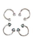 Steel Turquoise Heart Circular Barbell 4 Pack, , hi-res