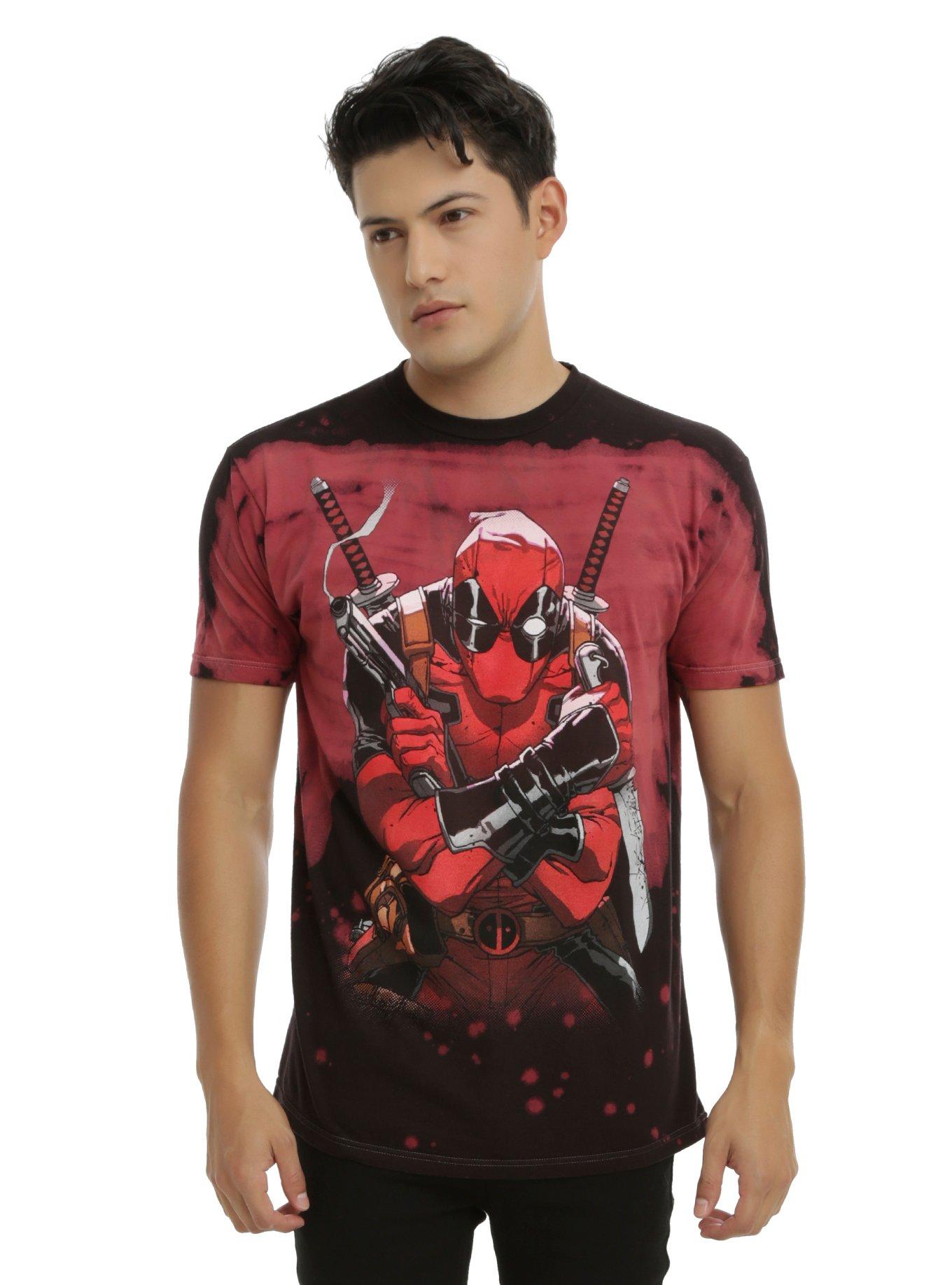 Marvel Deadpool Red Wash T-Shirt, BLACK, hi-res